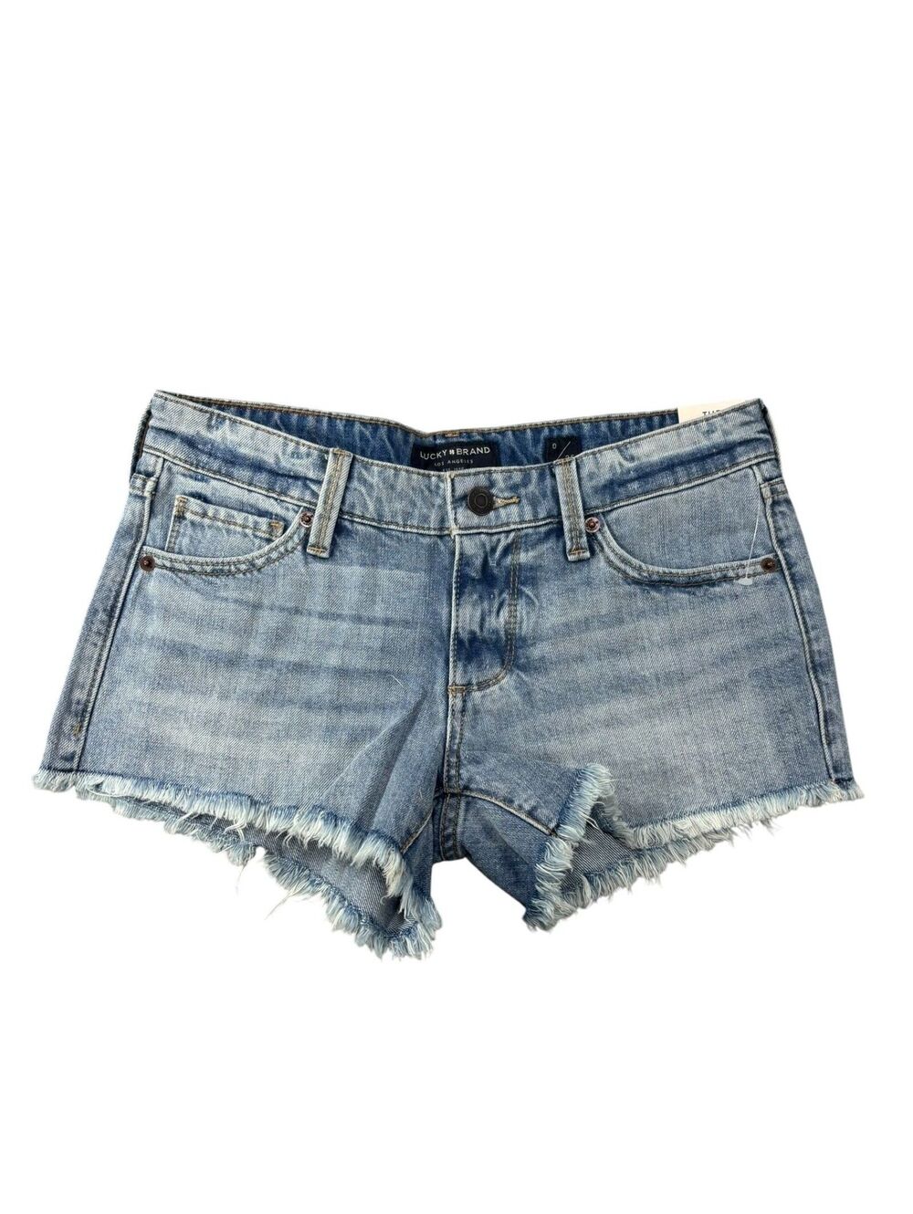 Lucky Brand The Cut Off Denim Shorts Light Wash Frayed Hem Blue Womens‎ 0/25
